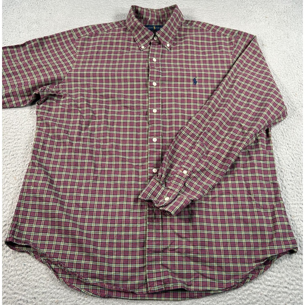 Ralph Lauren Shirt Men's XL Red Plaid Pony Button Down Casual Classic Preppy